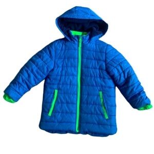 Carters Blue & Green Fleece Hooded Puffer Jacket
